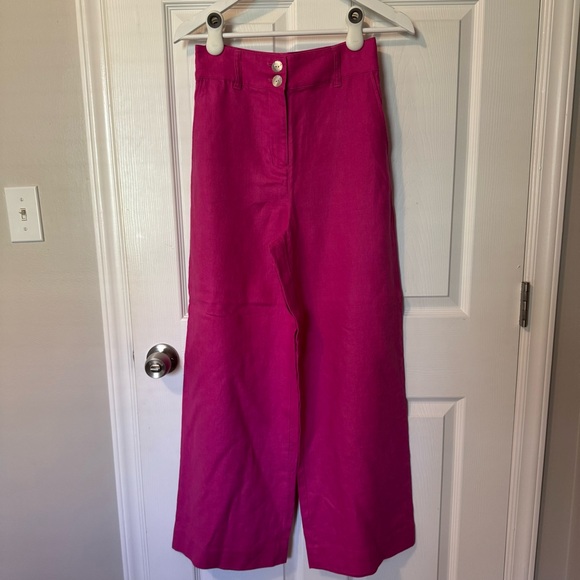 Boden Pants - Boden Fuchsia Pink Wide Leg Linen Trousers